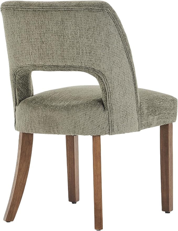 VKNOW Wooden Dining Chairs Set of 2, Modern Fabric Upholstered Dining Room Chair Kitchen Chairs, Farmhouse Dinner Chair for Kitchen Dining Room, Green