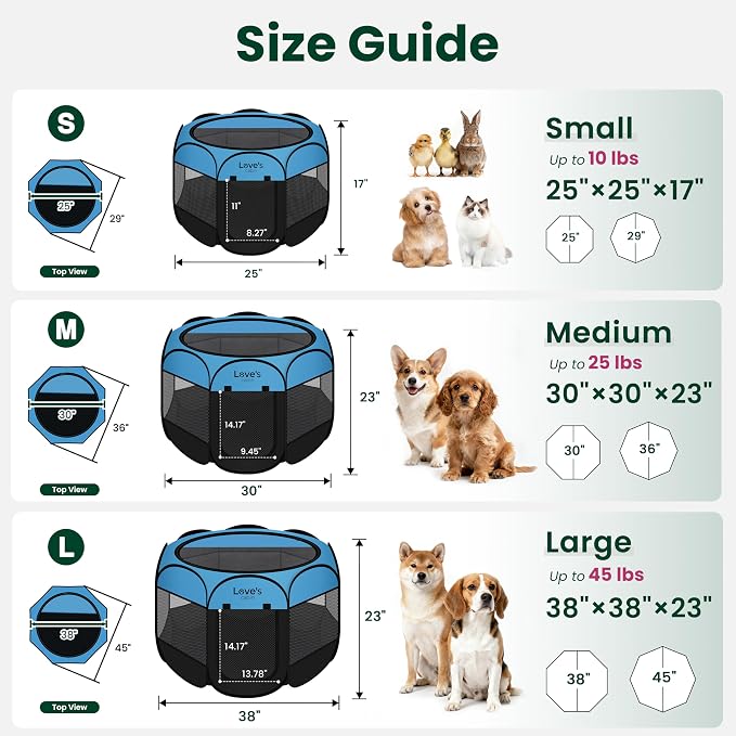 Love's cabin Pet Puppy Dog Playpen, Medium Dog Tent Crates Cage Indoor/Outdoor, Portable Playpen for Cat, Foldable Pop Up Dog Kennel Playpen with Carring Case, Removable Zipper Top, Blue