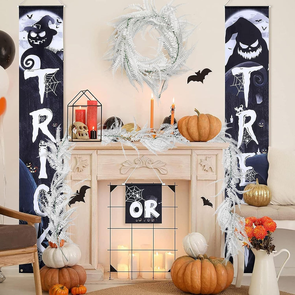 RECUTMS 2pcs Artificial Garland Faux Hanging Boston 6FT Fern Garlands Fake Greenery Ferns Plants for Halloween Thanksgiving Wedding Indoor Outdoor Party Wall Door Frame Fireplace Decor(White)