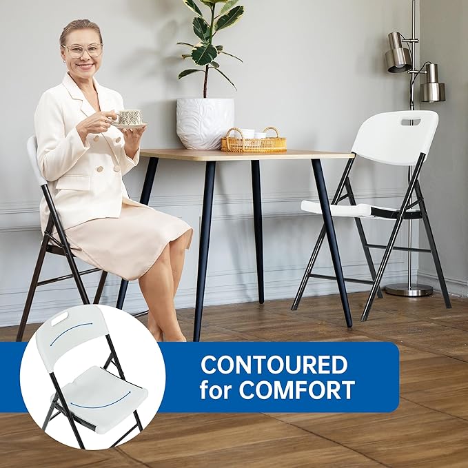 30 Pack Thicker 800 LBS White Folding Chairs, Commercial Grade Folding Chair, Foldable Chairs for Events
