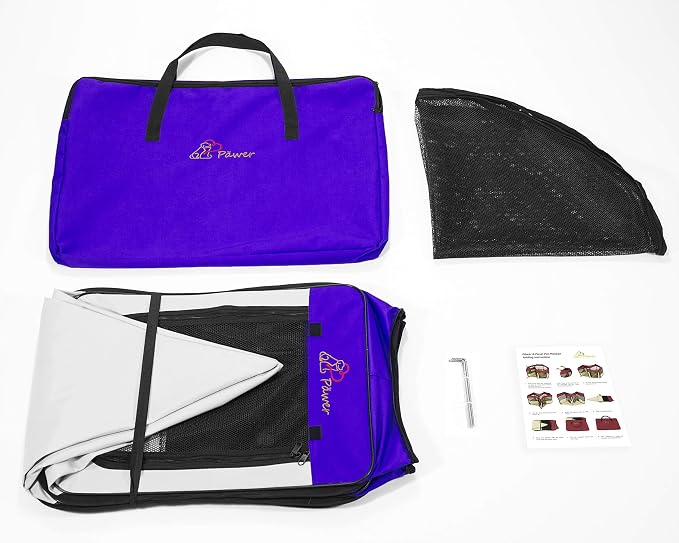 Pawer 36”×18.5” 8-Panel Foldable Pet Playpen, Violet+Grey, Personalize Embroidery Extra Fabric Piece Available, for Cat/Dog/Puppy, 600D Oxford Cloth Portable Indoor & Outdoor Kennel with Carry Bag