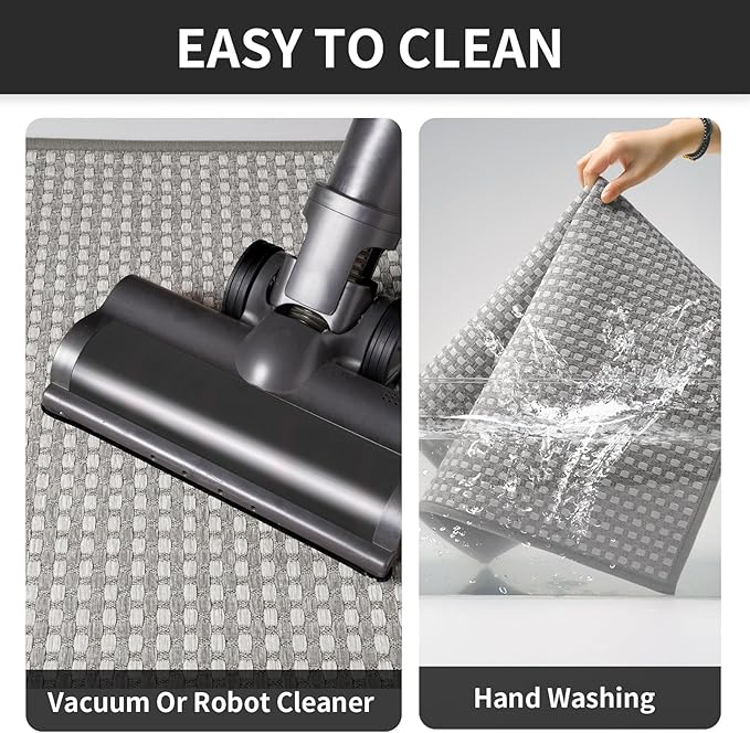 Large Kitchen Runner Rugs Long Kitchen Mat Non Slip Washable, Super Absorbent Soft Chenille Braided Kitchen Mats for Floor, Rubber Backing Kitchen Sink Standing Mat, Easy Clean, Gray 36"x71"