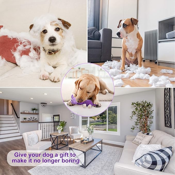Squeaky Plush Interactive Toy for Large Dogs - Stuffed Toys for Aggressive Chewers, Puppies, Teething - Durable Chew Toy for Boredom and Stimulation