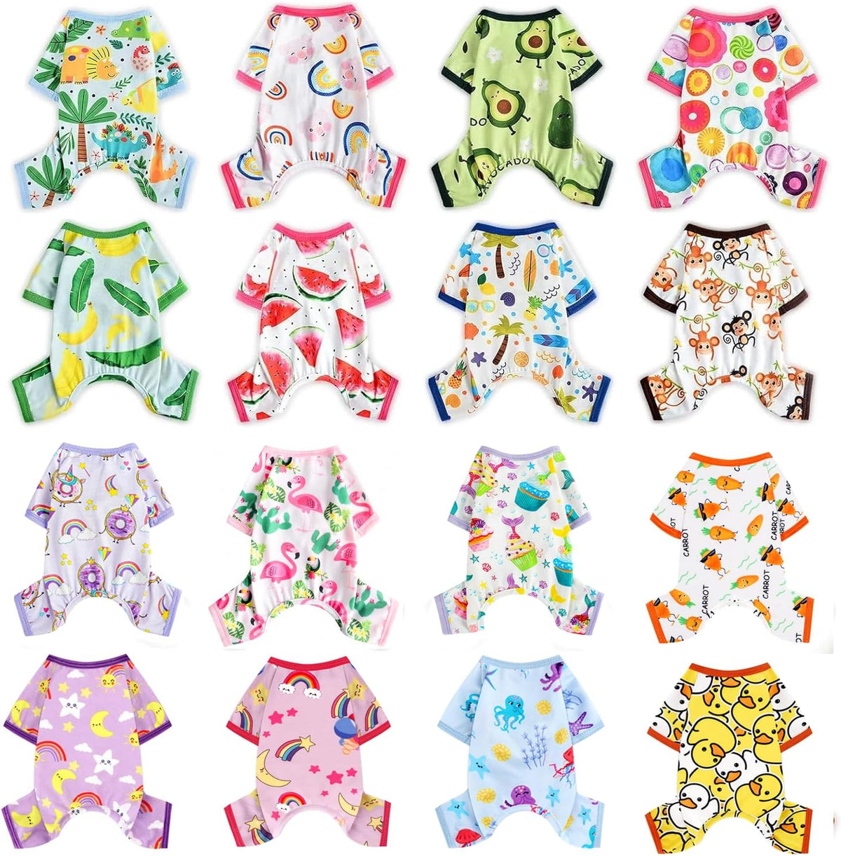 Dog Pajamas Pjs Dog Clothes for Small Dogs Girl Boy Medium Size Dogs Soft Stretchy Dog Jumpsuit Puppy Clothes Doggie Onesies Cat Pet Jammies Outfit (Banana, Green)