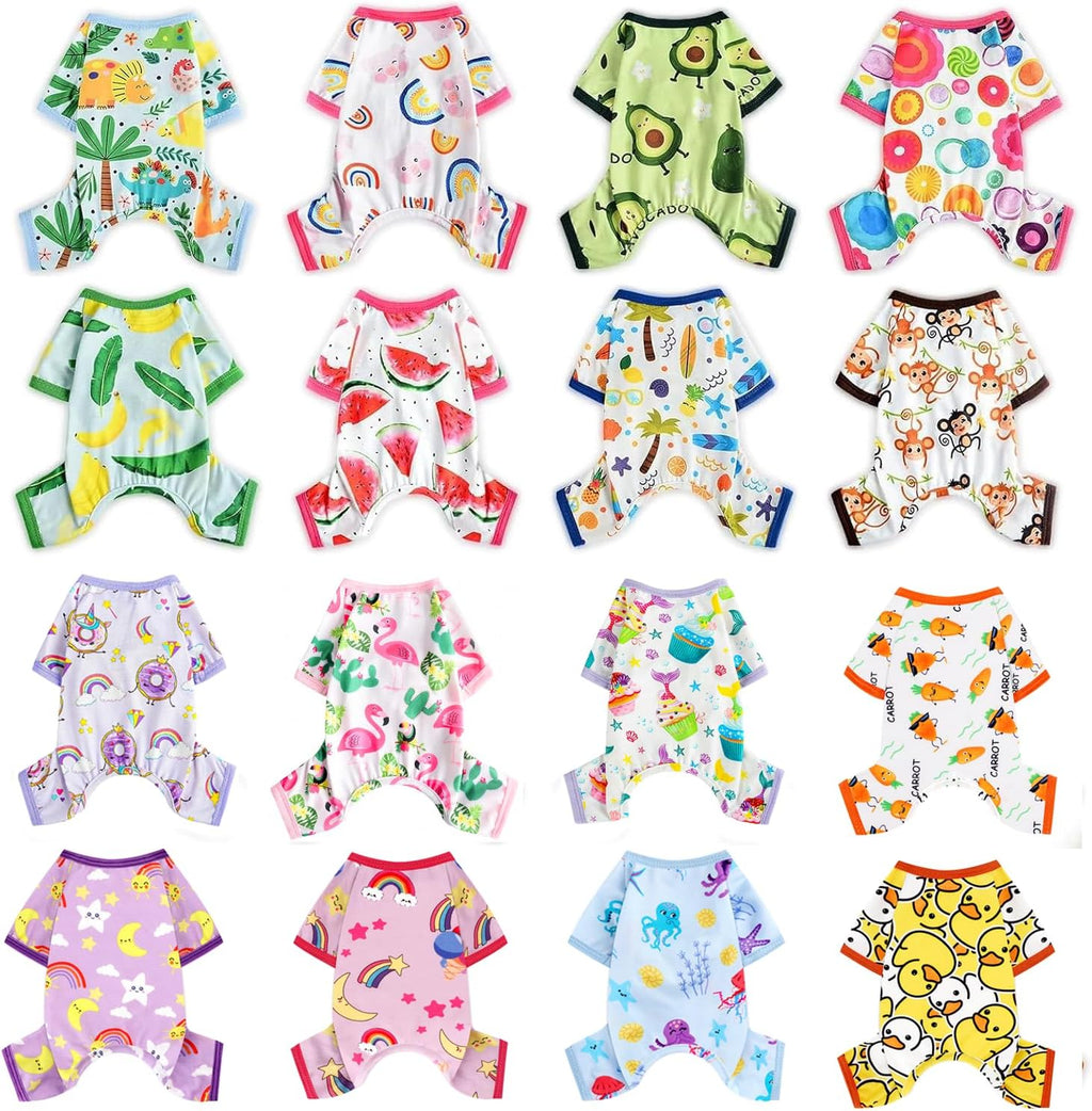 Dog Pajamas Pjs Summer Extra Small Dog Clothes for Small Dogs Girl - Boy, Soft Stretchy Puppy Chihuahua Teacup Clothes - Yorkie Cat Onesies Pet Jammies Outfit, S