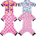 PET SHOW 4 Pack Small Dog Pajamas Cute Paw Bone Clothes for Medium Dogs Soft Stretchy PJs Plaid Jumpsuit Puppy Floral Fruits Onesies Outfits with Sleeve Pets Dachshund Costume(XL, Pink for Girls)