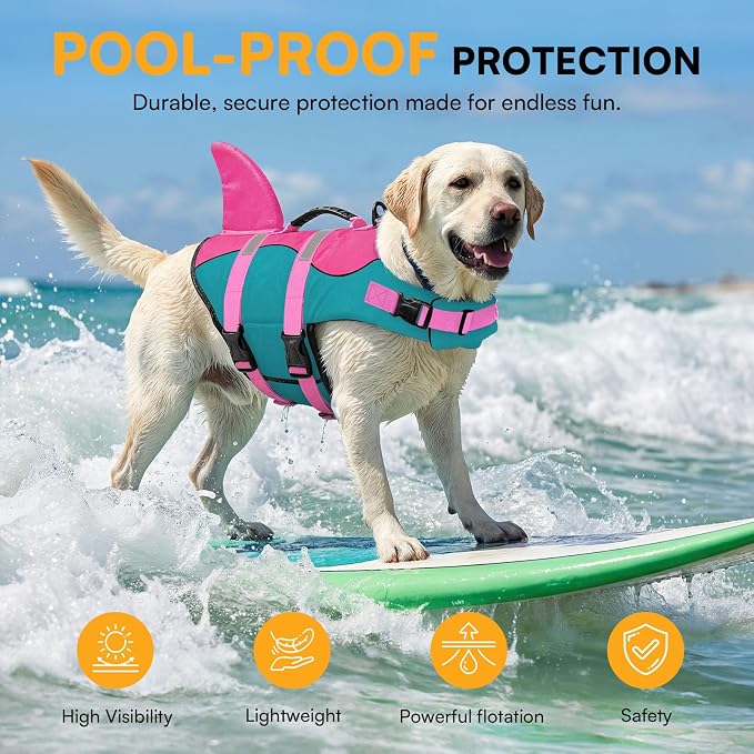 Dog Life Jacket With Rescue Handle - Swimming Vest, Adjustable Reflective Preserver for Small Dogs, Green XS