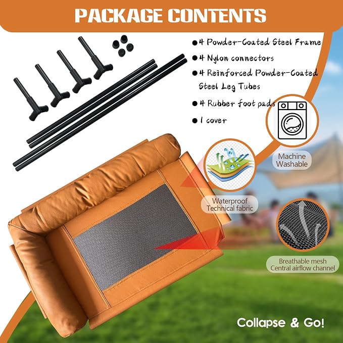 Small Elevated Dog Bed,Cooling Hammock with Soft Edge Pillow,Features Non-Slip Base Portable Pet Travel Cot,Indoor Outdoor Universal(31.5" L x 23.62" W x 6.69" H)