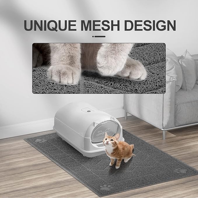 Cat Litter Mat, Litter Trapping Mat Soft on Kitty Paws, 47" x 35" Kitten Litter Box Mat for Cleaner Floors, Waterproof, Easy Clean, Durable XL Large Size Cat Litter Pad for Kitten.