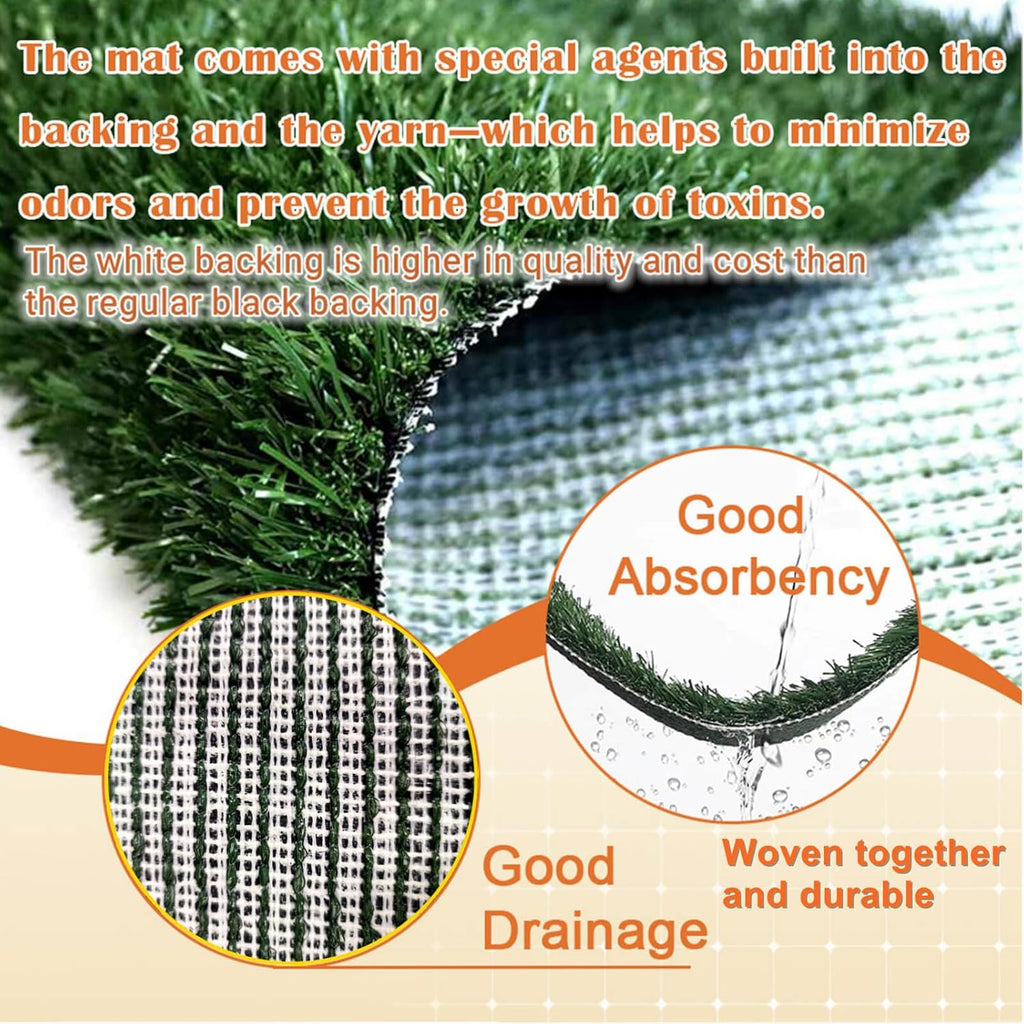 Dog Grass Pad with Tray 25"X20" - Portable Dog Litter Box for Balcony/Patio, Indoor/Outdoor Artificial Turf Pet Potty for Puppy Training, with Washable Pee Pad and Fake Grass Mat