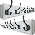 Dseap Wall Mounted Coat Rack: 38-1/4" Long, Patented, Heavy-Duty, 10-Double-Hooks Wooden Hanger Rail for Winter Coats, Hat, Jacket, Clothing - White & Black, Pack of 2