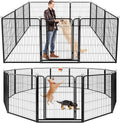 Dog Playpen Outdoor Extra Wide 12 Panels Heavy Duty Dog Fence 47" Height Anti-Rust with Doors Portable for RV Camping Yard, Total 32FT, 79 Sq.ft, Snowy Black