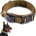 2026 Upgrade Waterproof AirTag Dog Collar, Military Tactical Dog Collar with AirTag Holder, Comfortable Control Handle and Metal Buckle, GPS Dog Collar Holder for Medium to Large Dogs (Khaki,X L)