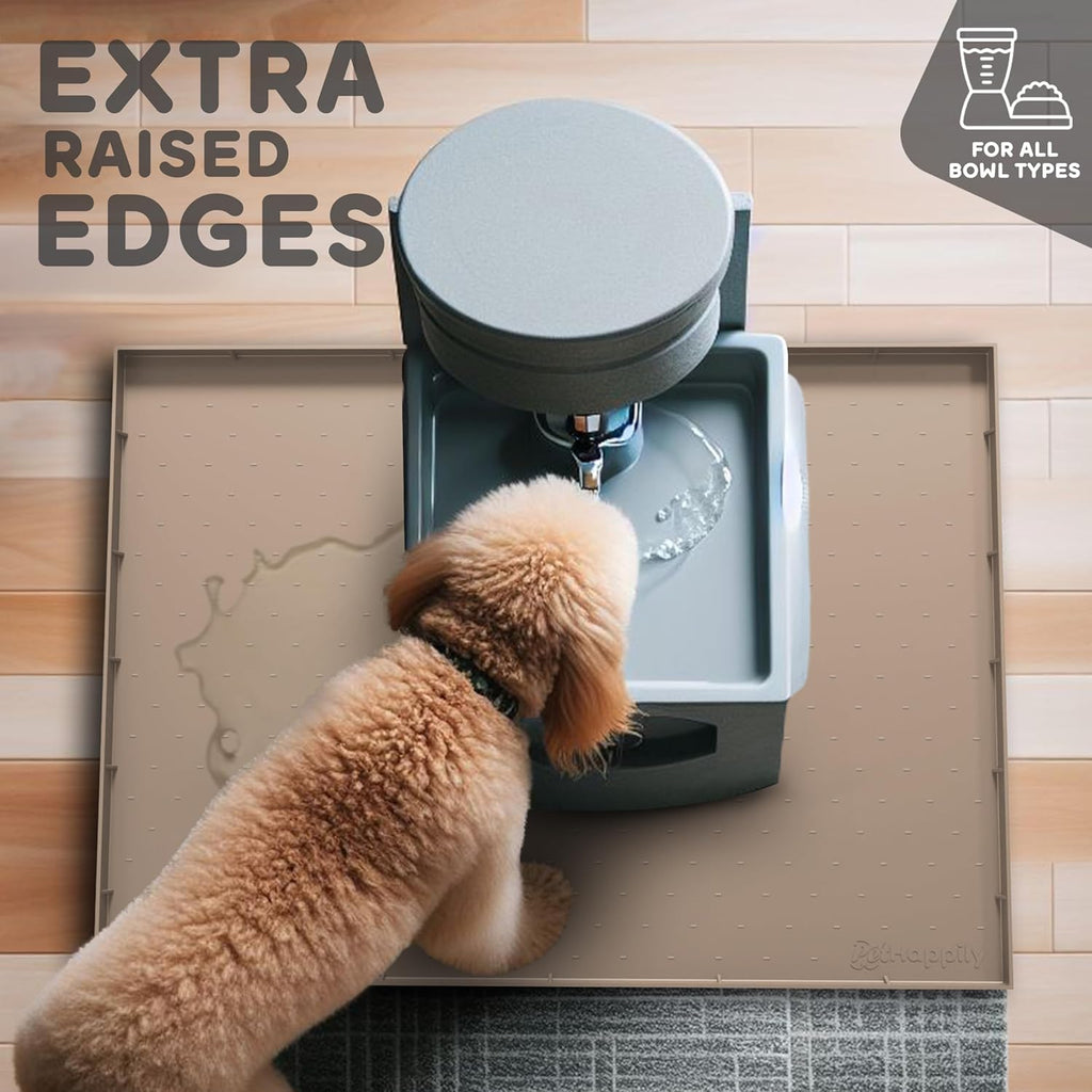 32x24x1” XL Dog Food Mat - All Purpose Under Sink Liner, Washer and Dryer Covers for The Top, Silicone Griddle Mat for Blackstone - Raised Edges Dog Mat for Food and Water Prevent Spill, Waterproof
