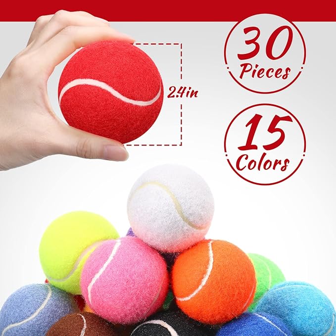 Yunsailing 30 Pieces Dog Tennis Balls Bulk 2.5 Inch Tennis Balls for Dogs Colored Mini Pet Toy Bulk for Large Medium Small Puppy Training Exercis(Multicolor)
