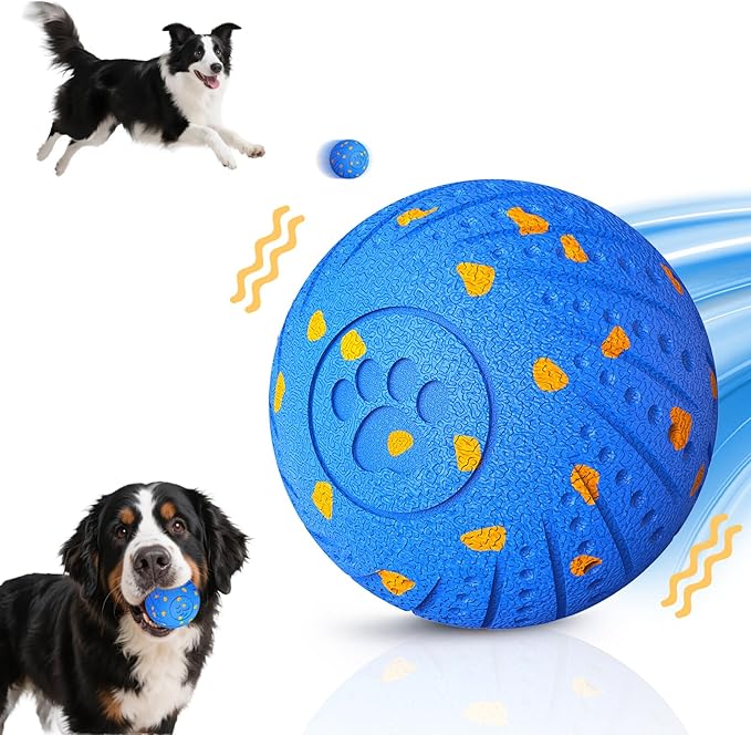 Interactive Dog Toys: Smart Dog Ball – Auto-Bounce, Vibrating & Jumping Action! Durable Duraspin Design for Aggressive Chewers. Rechargeable & Long-Lasting, Keeps Dogs Busy and Entertained Blue.