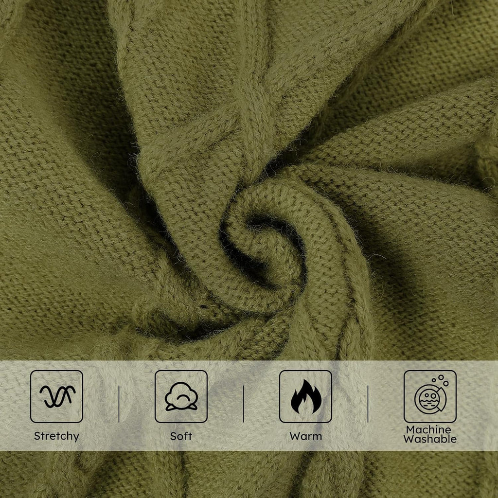 Queenmore Small Dog Pullover Sweater, Cold Weather Cable Knitwear, Classic Turtleneck Thick Warm Clothes for Chihuahua, Bulldog, Dachshund, Pugl,OliveGreen,M