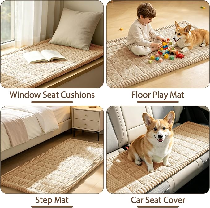 FUANGUI Waterproof Couch Cover Sofa Cover for Dogs and Pets Sofa Protector | Non-Slip Washable Fuzzy Soft Cat Bed Sofa Slipcover for 2-3 Cushion Couch Sofa Pet Friendly, Khaki, 27.6" x 70.9", 1 pcs