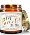 New Parents Gifts for Couples - 'New Parents Est 2025' Candle, w/Coconut, Vanilla I Mom and Dad Gifts for New Parents After Birth I First Time Parents Gift I Expecting Parents I 50 Hr Burn, USA Made