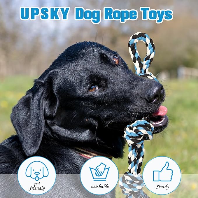 UPSKY Dog Rope Toys 2 Nearly Indestructible Pet Toys for Medium to Large Breed, Dental Cleaning Chew Toys, Dogs Tug Toy for Boredom, Teething for Aggressive Chewers