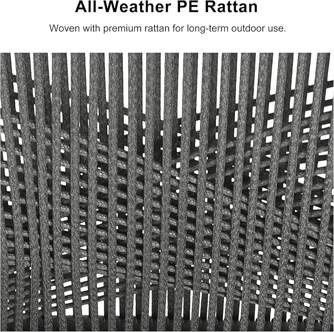 PURPLE LEAF 7 Pieces Outdoor Dining Set All-Weather PE Rattan Outdoor Patio Furniture Set with All Aluminum Frame Rectangular Table and Chairs Set for Lawn Garden Backyard Deck, Grey