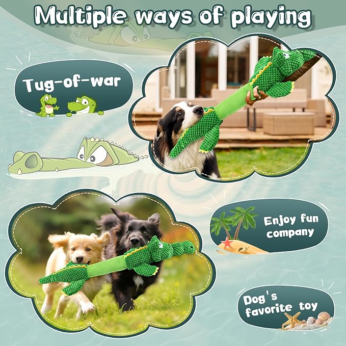 Dog Toys for Aggressive Chewers : Tough Interactive Tug of War Dog Toys-Squeaky Chew Toys for Small,Medium,Large Breed
