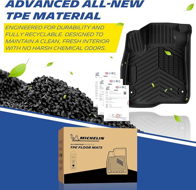 Michelin Vehicle Mats, Premier Series All-Weather TPE Custom Fit Liner for Honda CR-V Gasoline & Hybrid & e:FCEV 2023-2026 Floor Mats (7 Piece)