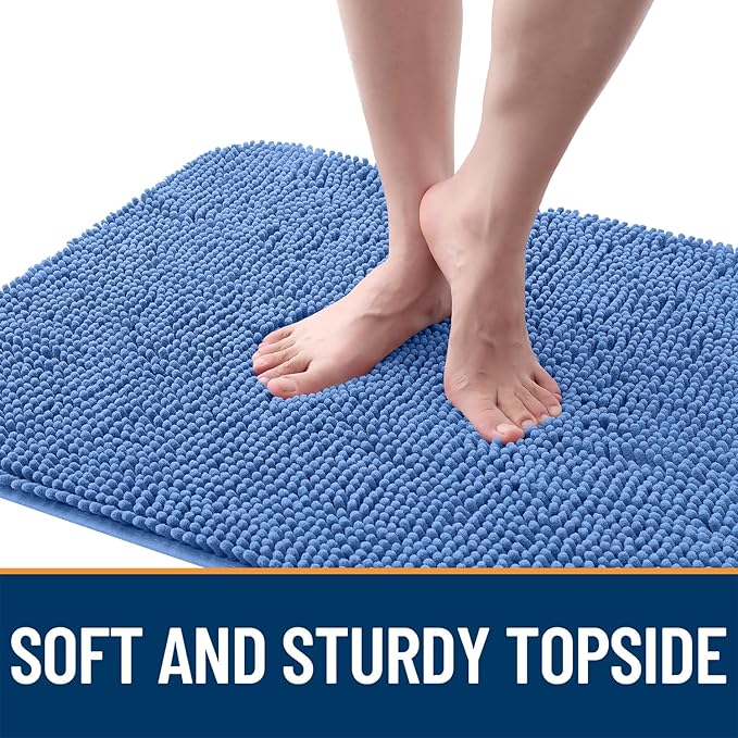 OLANLY Dog Door Mat for Muddy Paws 59x35, Absorbs Moisture and Dirt, Absorbent Non-Slip Washable Doormat, Quick Dry Chenille Mud Mat, Entry Indoor Entryway Carpet for Inside Floor, Cornflower Blue