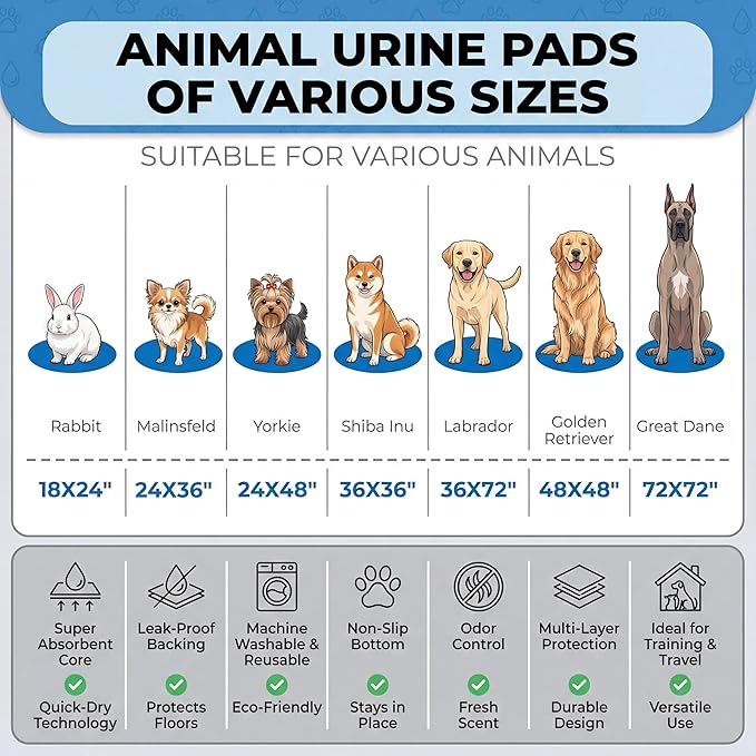 4PACK Washable Pee Pads for Dogs,Great Urine Absorbent Reusable Puppy Training Pads,Waterproof,Leak-Proof & Non-Slip Potty Pads for Whelping,Crate,Playpen,Bed.(Colorful Day,24"x36")