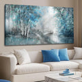 SOUGUAN Forest Wall Art for Living Room Foggy Tree Artwork Sunlight Wall Decor Nature Wall Decorations on Canvas 24"x48" Wall Paintings Ready to Hang