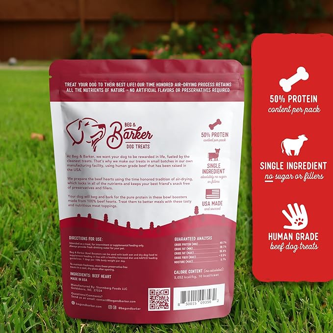 Beg & Barker Beef Dog Food Toppers (8 Ounce, Pack of 1) – 100% Made in USA Single Ingredient Meal Topper for Picky Eaters – Meal Enhancer with Whole Beef – Meal Mixers for Dogs, Human Grade