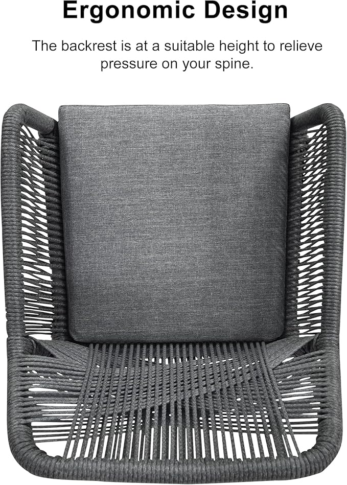 PURPLE LEAF 7 Pieces Outdoor Dining Set All-Weather PE Rattan Outdoor Patio Furniture Set with All Aluminum Frame Rectangular Table and Chairs Set for Lawn Garden Backyard Deck, Grey