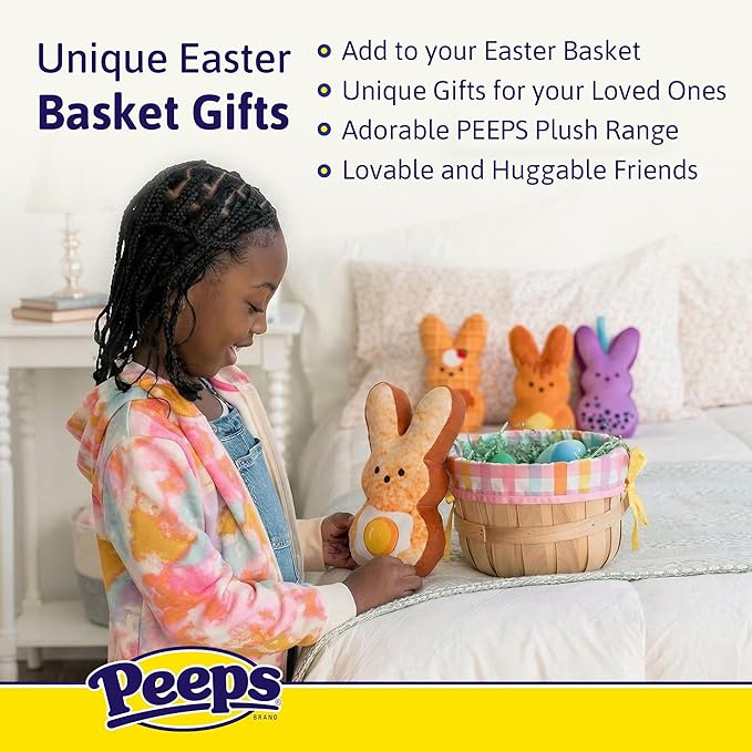 Animal Adventure | 9" Hash Browns Brunch Shaggy Bunny Peeps Plush | Easter Basket Stuffed Animals for Kids | Marshmallow Candy | Huggable Soft Plushie Stuffers Buddy Toy | Collectable Gifts | Aged 3+