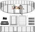 Dog Playpen Outdoor Extra Wide 24 Panels Heavy Duty Dog Fence 40" Height Anti-Rust with Doors Portable for RV Camping Yard, Total 63FT, 316 Sq.ft, Snowy Black