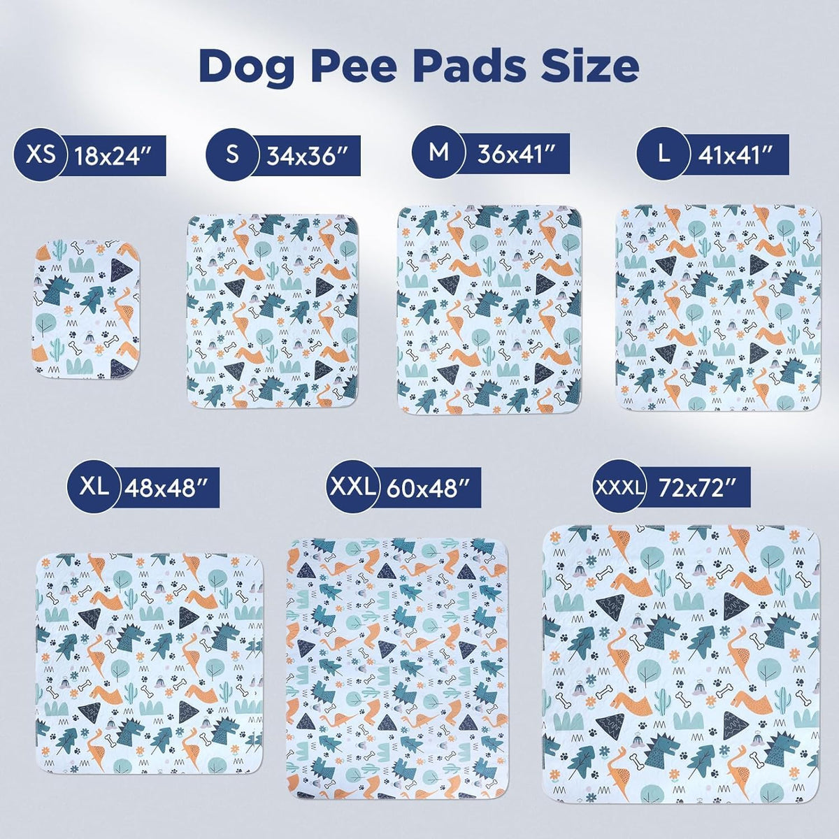 Washable Pee Pads for Dogs, 2 Pack Large 36"x41" Super Absorbent Reusable Training Pads, 100% Waterproof Non-Slip, Whelping & Playpen Indoor Dog Cage Pads Pet Mat Dog Supplies