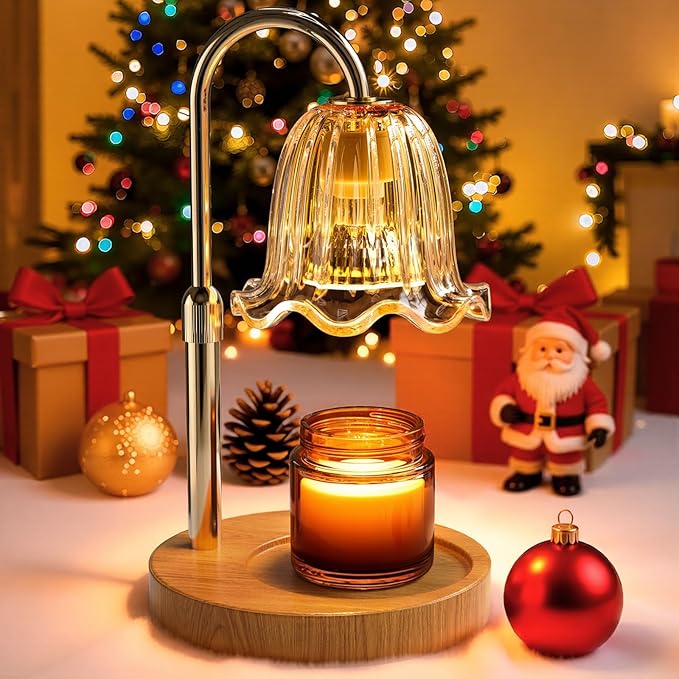 WarmEmbrace Candle Warmer Lamp with Timer Dimmable Light & Adjustable Height, Birthday Gifts for Women Mom Girl,House Warming Gift New Home Decor,Wax Melting Warmer for Jar Candles with 2 Bulbs/Gold