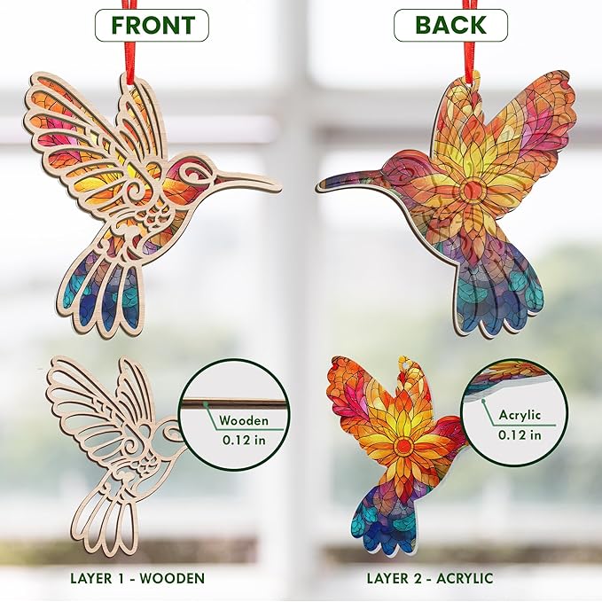GEEMBI Christmas Hummingbird Gifts for Women Men - Hummingbird Suncatcher Christmas Ornaments 2025 - Inspirational Spiritual Religious Gift, Garden Gifts for Mom Grandma, Stocking Stuffers Ornaments