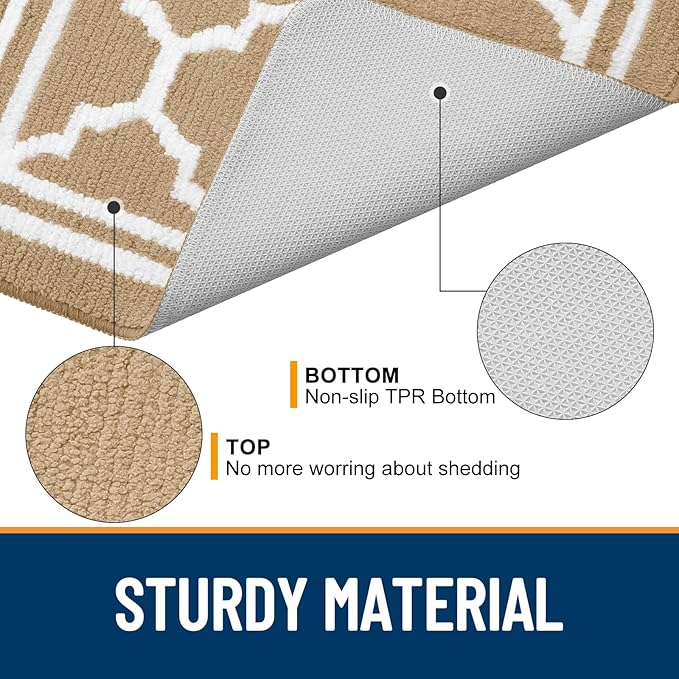 Buganda Indoor Door Mat, Dirt-Resistant and Absorbent Doormat, Anti-Slip, Low Profile Floor Mats for Inside Entryway, Front, and Back Door Entrance (48x32 Inches, Beige)