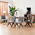 Rowill Modern Upholstered Dining Chairs Parsons Chair Linen Fabric Kitchen Chairs Tufted Armless Dining Room Chairs with Wood Legs Set of 4, Light Grey