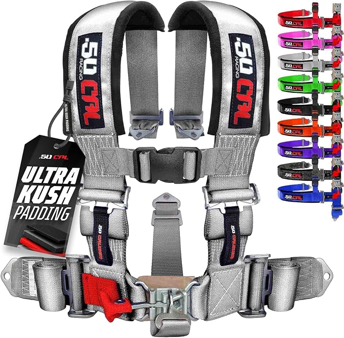 1pc Silver 5 Point Harness for Bucket Seat, Latch Release, 9 Color Options, Racing Harness 5 point, Race Car, UTV, RZR [6009A4]