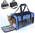 TSA Approved Pet Carrier in Cabin, 17"x11"x9.5" Soft Cat Carriers for Small Cats up to 12 lb, Top-Open Portable Dog Carrier with Litter Box and Anti-Scratch Mesh for Puppy up to 10 lb, Blue