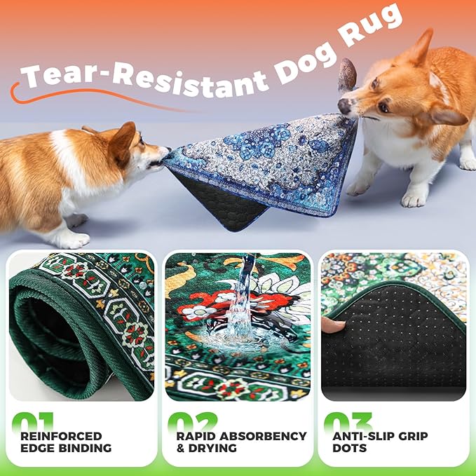Hompet 2 Pack Super Absorbent Dog Door Mat for Muddy Paws, Washable Pee Pads for Dogs, Reusable Puppy Training Pads, Quick Dry Non-Slip Pet Entryway Rug, Leak-Proof Potty Pad for Indoor Floors 24x35