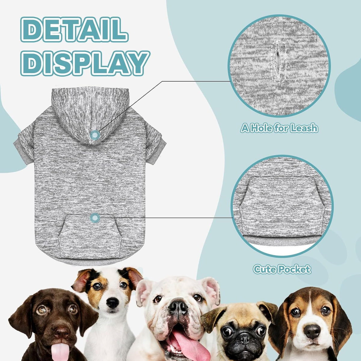 Dog Sweaters for Large Dogs Dog Hoodie Fleece Dog Sweater Soft Dog Clothes Sweatshirt with Pocket Dog Hoodie for Large Dogs(Grey&XL)