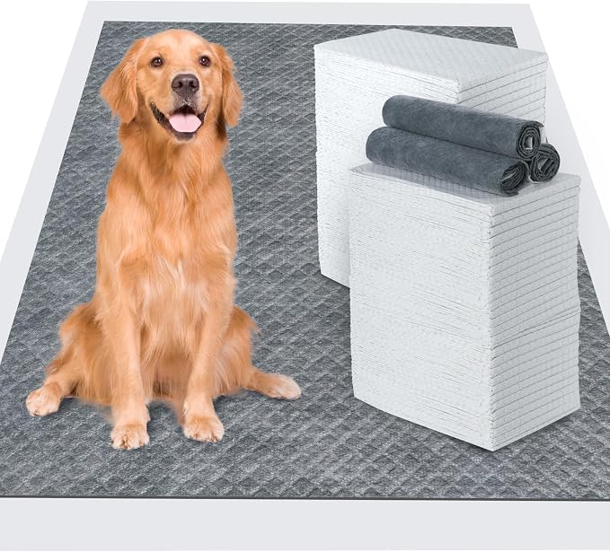 60pcs Charcoal Puppy Pads - Extra Large 24" x 36" Carbon Odor Control, 6-Layer Leak-Proof & Quick Dry Dog Training Pads