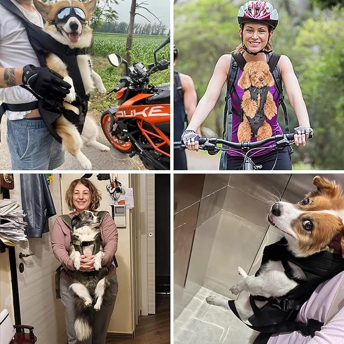 PetBonus Pet Front Dog Carrier Backpacks, Adjustable Pet Backpack, Legs Out Easy-fit Puppy Chest Carrier for Medium Small Dogs, Hands Free for Hiking, Cycling (Black, XL) | Hands Free, Adjustable, Safety Strap, Walking Hiking Cycling Motorcycle bag, Fo...