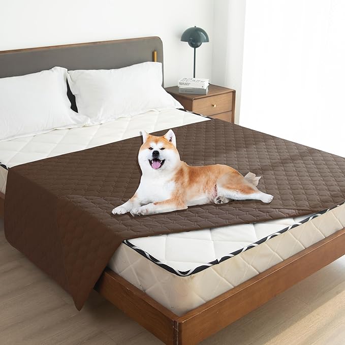 gogobunny 3X Stronger Waterproof Pet Blanket, Scratch Proof Furniture Protector for Dogs Cats, Reversible Cover 82x102 Inch, Dark Chocolate