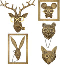 Animal Heads Wall Decor, animal wall art,Resin Animal Head Wall Hanging Decoration for Living Room Bedroom Office Kitchen Gift,5pcs