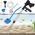Carefree Fish Aquarium Gravel Cleaner 15~30In with 6Ft Water Hose Fish Tank Water Changer Sand Vacuum with Skimmer Net and Long Handle Sponge Brush Algae Scraper