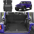 Cargo Mat with Seat Back Cover Fit for 2021-2025 Jeep Wrangler JL 4 Door Unlimited 4XE, Cargo Liner Durable TPE Trunk Mat for 2024 Jeep Wrangler JL/JLU Accessories(Cargo Mat+ Backrest Mats)