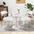 SoarFlash Kitchen Table and Chairs for 2, 31.5" Dining Table Set for 2 with Boucle Upholstered Chairs, 3 Piece Round Kitchen Table Set, Dining Room Table Set for Small Space, Apartment, Beige/White